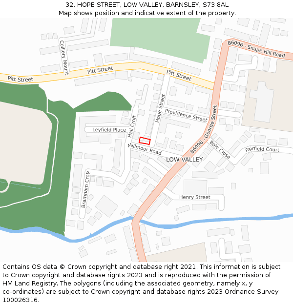 32, HOPE STREET, LOW VALLEY, BARNSLEY, S73 8AL: Location map and indicative extent of plot
