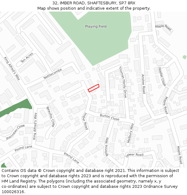 32, IMBER ROAD, SHAFTESBURY, SP7 8RX: Location map and indicative extent of plot