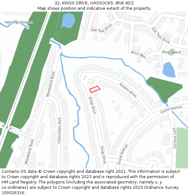 32, KINGS DRIVE, HASSOCKS, BN6 8DZ: Location map and indicative extent of plot