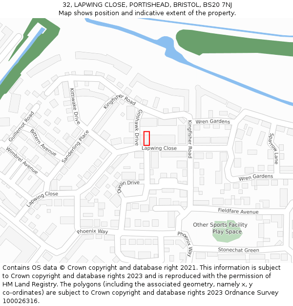 32, LAPWING CLOSE, PORTISHEAD, BRISTOL, BS20 7NJ: Location map and indicative extent of plot