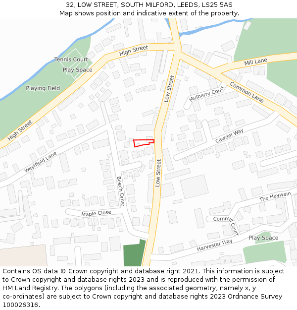 32, LOW STREET, SOUTH MILFORD, LEEDS, LS25 5AS: Location map and indicative extent of plot