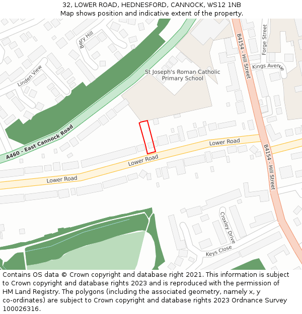 32, LOWER ROAD, HEDNESFORD, CANNOCK, WS12 1NB: Location map and indicative extent of plot