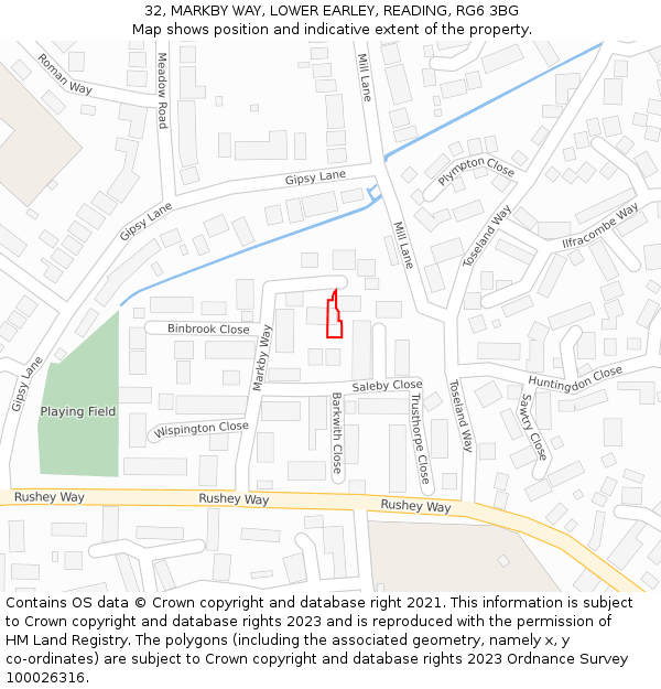 32, MARKBY WAY, LOWER EARLEY, READING, RG6 3BG: Location map and indicative extent of plot