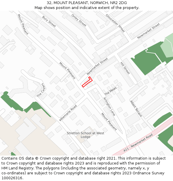 32, MOUNT PLEASANT, NORWICH, NR2 2DG: Location map and indicative extent of plot