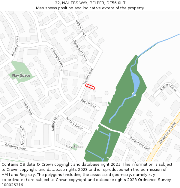 32, NAILERS WAY, BELPER, DE56 0HT: Location map and indicative extent of plot