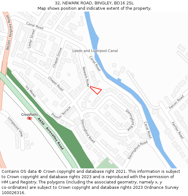 32, NEWARK ROAD, BINGLEY, BD16 2SL: Location map and indicative extent of plot