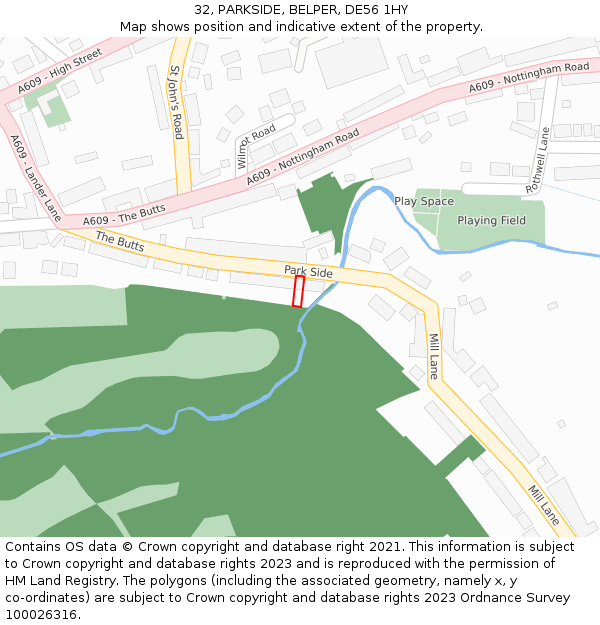 32, PARKSIDE, BELPER, DE56 1HY: Location map and indicative extent of plot
