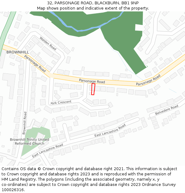 32, PARSONAGE ROAD, BLACKBURN, BB1 9NP: Location map and indicative extent of plot