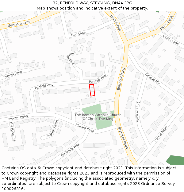 32, PENFOLD WAY, STEYNING, BN44 3PG: Location map and indicative extent of plot