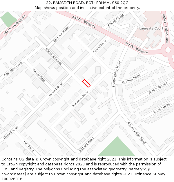 32, RAMSDEN ROAD, ROTHERHAM, S60 2QG: Location map and indicative extent of plot