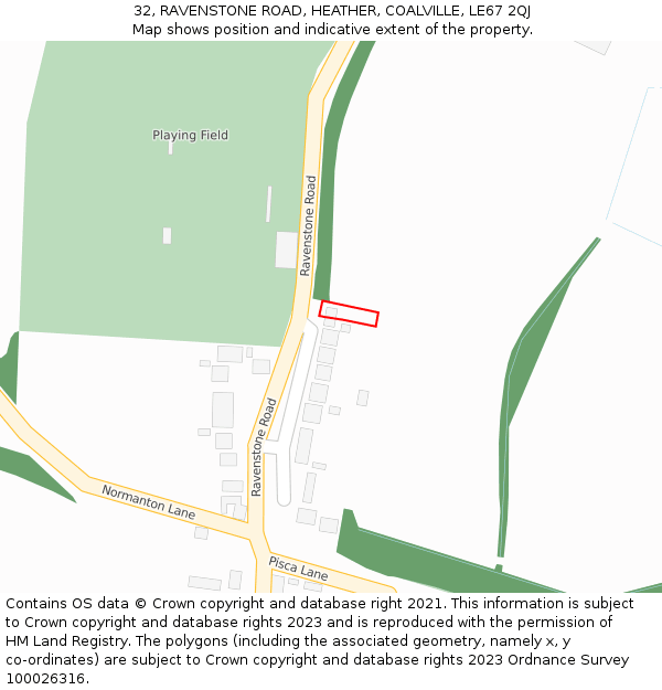 32, RAVENSTONE ROAD, HEATHER, COALVILLE, LE67 2QJ: Location map and indicative extent of plot