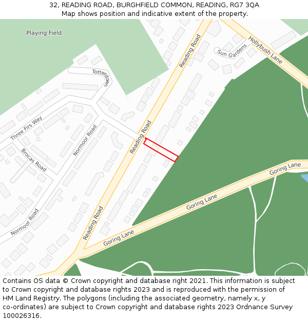 32, READING ROAD, BURGHFIELD COMMON, READING, RG7 3QA: Location map and indicative extent of plot