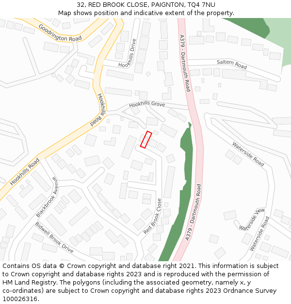 32, RED BROOK CLOSE, PAIGNTON, TQ4 7NU: Location map and indicative extent of plot