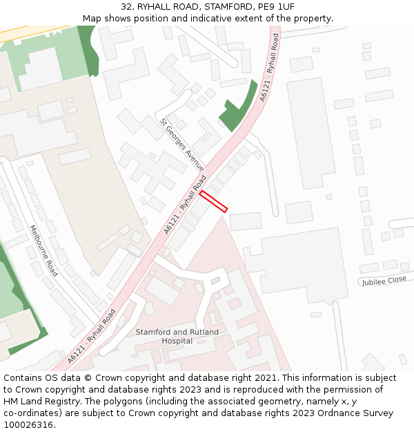 32, RYHALL ROAD, STAMFORD, PE9 1UF: Location map and indicative extent of plot