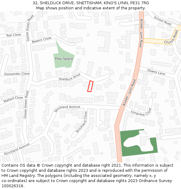 32, SHELDUCK DRIVE, SNETTISHAM, KING'S LYNN, PE31 7RG: Location map and indicative extent of plot
