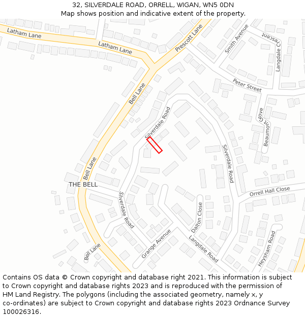 32, SILVERDALE ROAD, ORRELL, WIGAN, WN5 0DN: Location map and indicative extent of plot