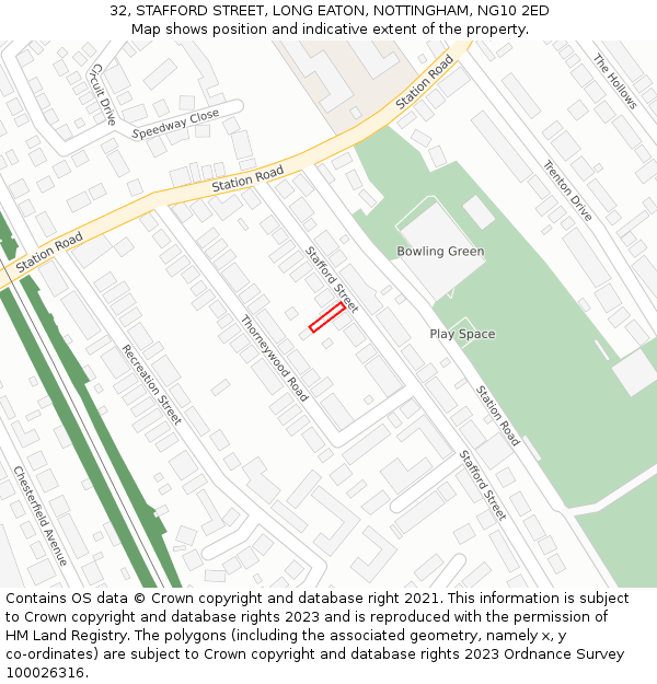 32, STAFFORD STREET, LONG EATON, NOTTINGHAM, NG10 2ED: Location map and indicative extent of plot