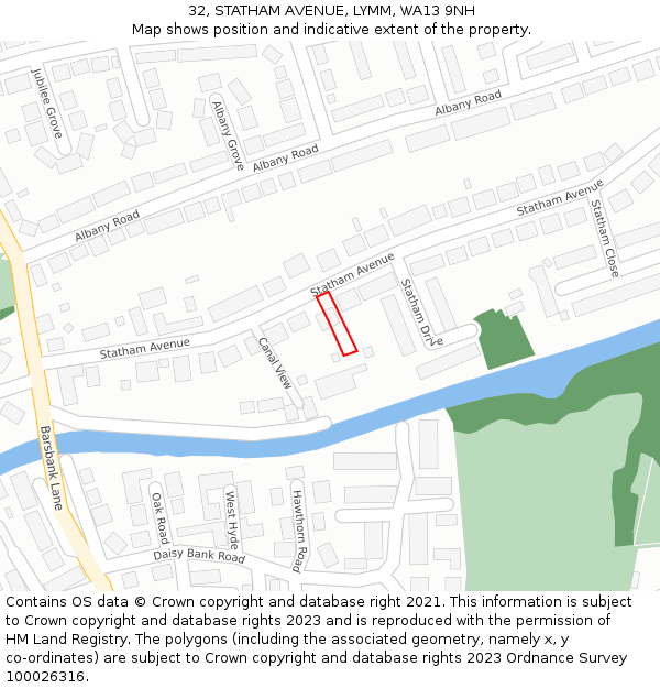 32, STATHAM AVENUE, LYMM, WA13 9NH: Location map and indicative extent of plot