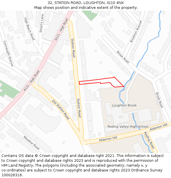 32, STATION ROAD, LOUGHTON, IG10 4NX: Location map and indicative extent of plot