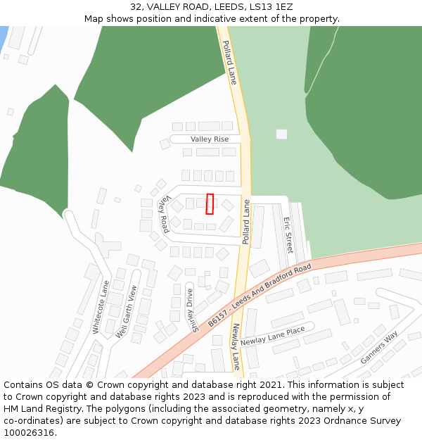 32, VALLEY ROAD, LEEDS, LS13 1EZ: Location map and indicative extent of plot