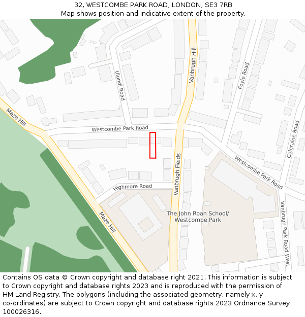 32, WESTCOMBE PARK ROAD, LONDON, SE3 7RB: Location map and indicative extent of plot