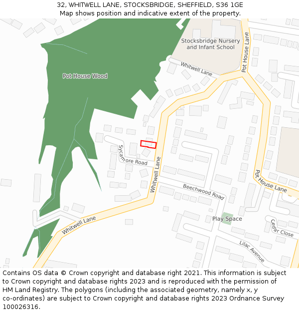 32, WHITWELL LANE, STOCKSBRIDGE, SHEFFIELD, S36 1GE: Location map and indicative extent of plot