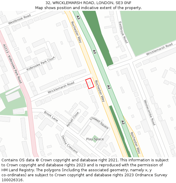 32, WRICKLEMARSH ROAD, LONDON, SE3 0NF: Location map and indicative extent of plot