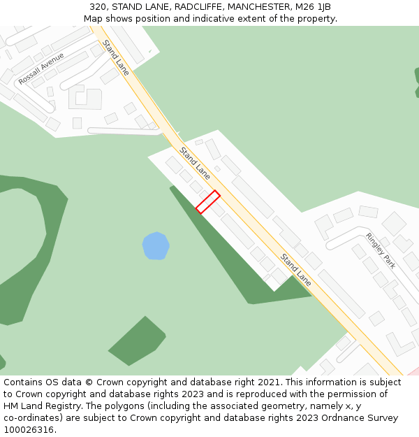 320, STAND LANE, RADCLIFFE, MANCHESTER, M26 1JB: Location map and indicative extent of plot