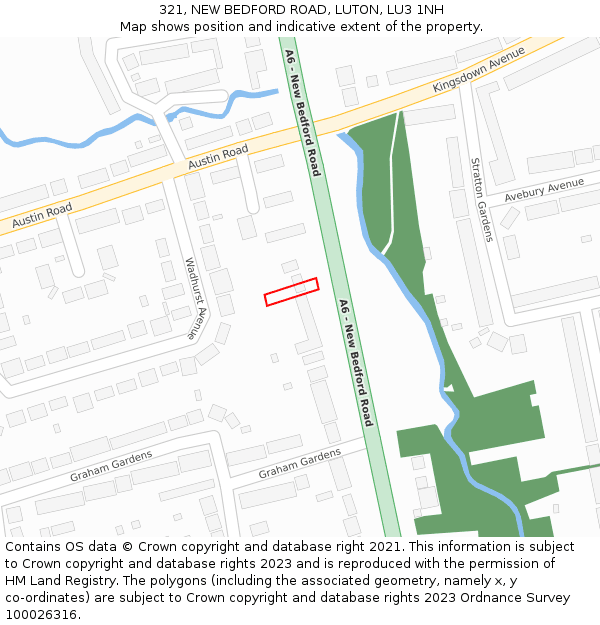 321, NEW BEDFORD ROAD, LUTON, LU3 1NH: Location map and indicative extent of plot