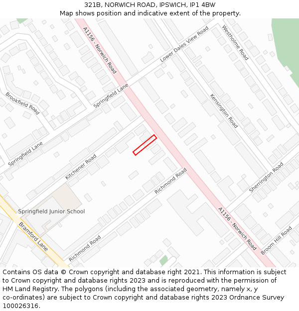 321B, NORWICH ROAD, IPSWICH, IP1 4BW: Location map and indicative extent of plot
