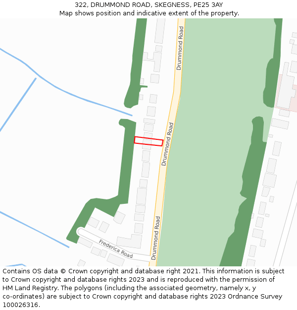 322, DRUMMOND ROAD, SKEGNESS, PE25 3AY: Location map and indicative extent of plot