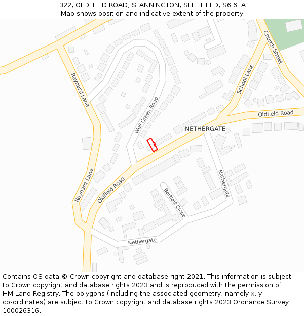 322, OLDFIELD ROAD, STANNINGTON, SHEFFIELD, S6 6EA: Location map and indicative extent of plot