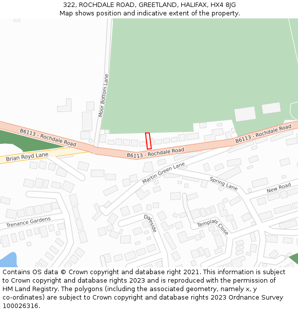 322, ROCHDALE ROAD, GREETLAND, HALIFAX, HX4 8JG: Location map and indicative extent of plot