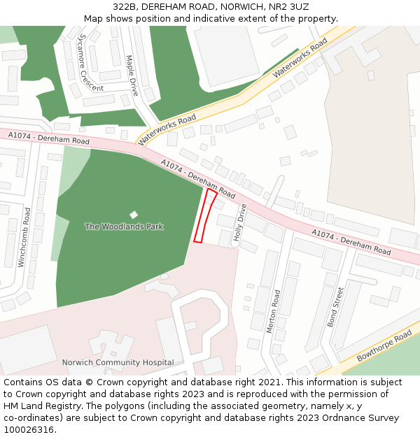 322B, DEREHAM ROAD, NORWICH, NR2 3UZ: Location map and indicative extent of plot