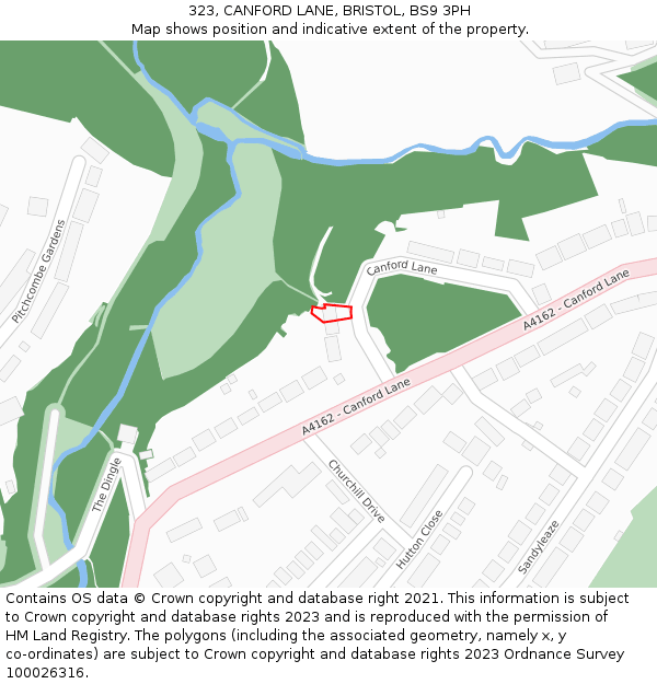 323, CANFORD LANE, BRISTOL, BS9 3PH: Location map and indicative extent of plot