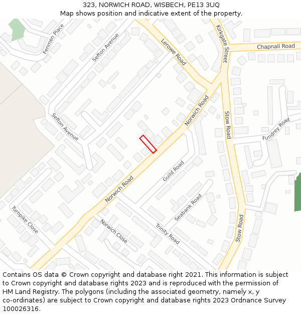 323, NORWICH ROAD, WISBECH, PE13 3UQ: Location map and indicative extent of plot