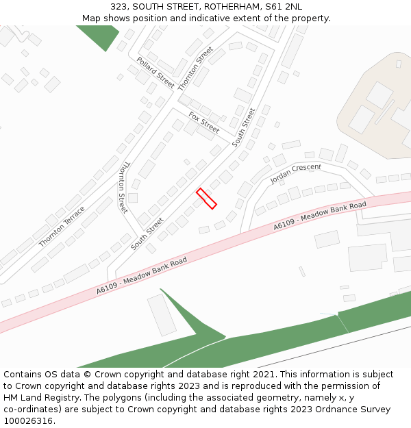 323, SOUTH STREET, ROTHERHAM, S61 2NL: Location map and indicative extent of plot