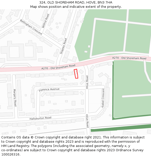 324, OLD SHOREHAM ROAD, HOVE, BN3 7HA: Location map and indicative extent of plot