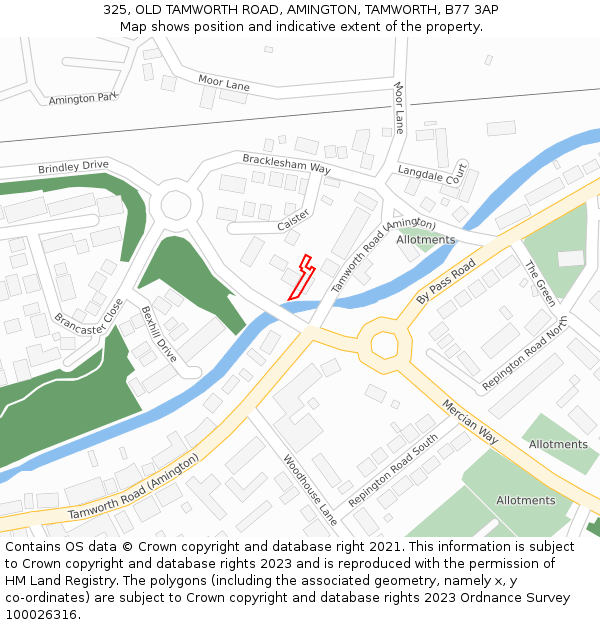 325, OLD TAMWORTH ROAD, AMINGTON, TAMWORTH, B77 3AP: Location map and indicative extent of plot