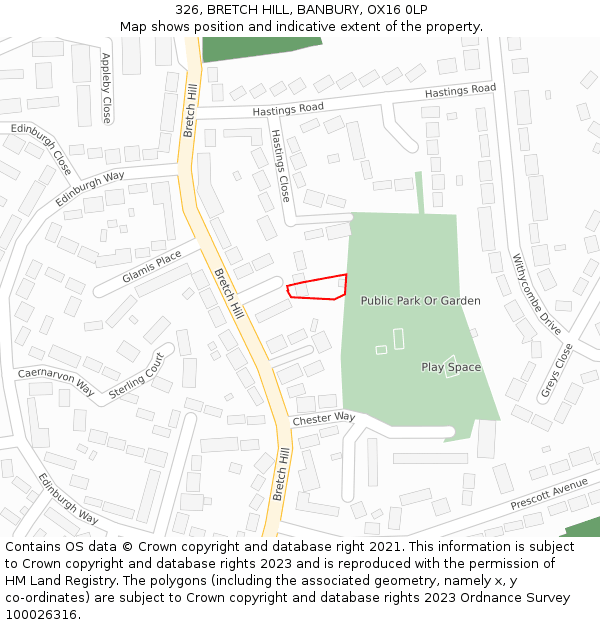 326, BRETCH HILL, BANBURY, OX16 0LP: Location map and indicative extent of plot