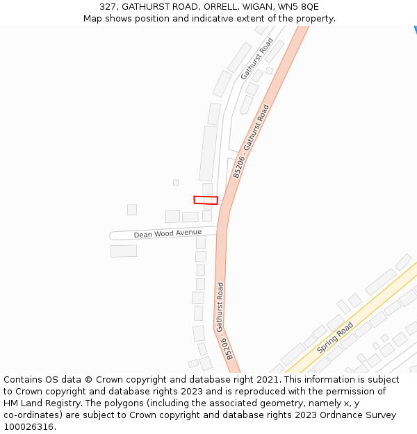 327, GATHURST ROAD, ORRELL, WIGAN, WN5 8QE: Location map and indicative extent of plot