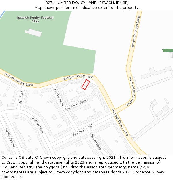 327, HUMBER DOUCY LANE, IPSWICH, IP4 3PJ: Location map and indicative extent of plot