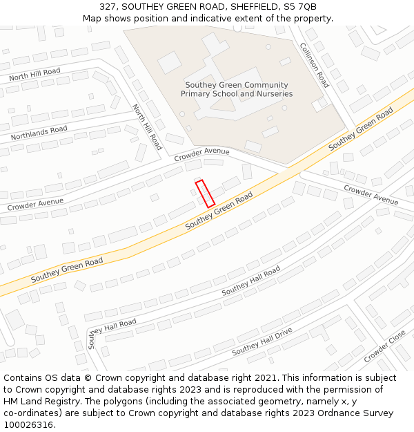 327, SOUTHEY GREEN ROAD, SHEFFIELD, S5 7QB: Location map and indicative extent of plot