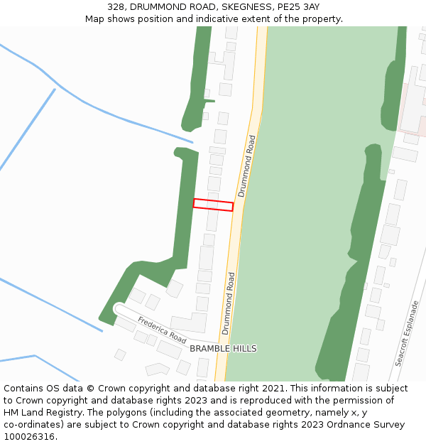 328, DRUMMOND ROAD, SKEGNESS, PE25 3AY: Location map and indicative extent of plot