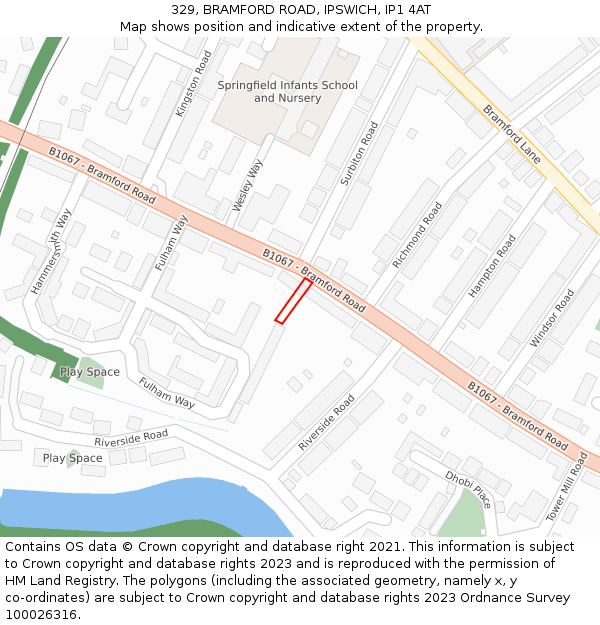 329, BRAMFORD ROAD, IPSWICH, IP1 4AT: Location map and indicative extent of plot