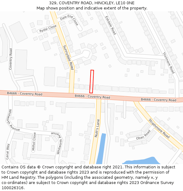 329, COVENTRY ROAD, HINCKLEY, LE10 0NE: Location map and indicative extent of plot
