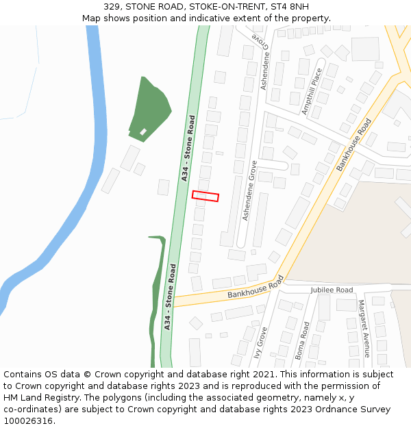329, STONE ROAD, STOKE-ON-TRENT, ST4 8NH: Location map and indicative extent of plot