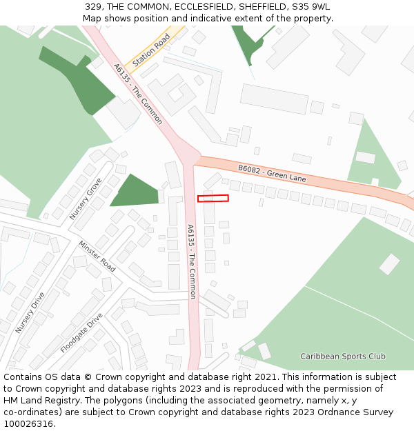 329, THE COMMON, ECCLESFIELD, SHEFFIELD, S35 9WL: Location map and indicative extent of plot