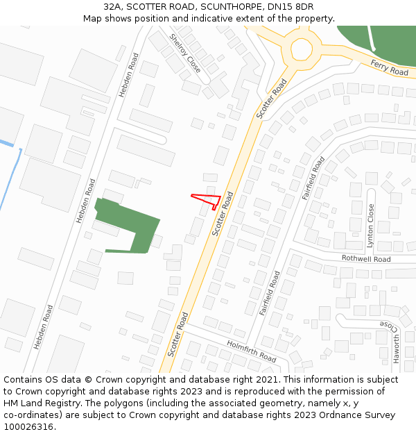 32A, SCOTTER ROAD, SCUNTHORPE, DN15 8DR: Location map and indicative extent of plot
