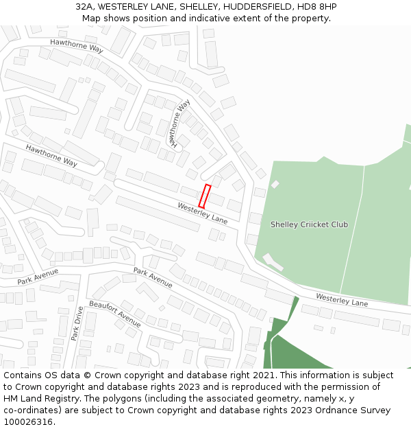 32A, WESTERLEY LANE, SHELLEY, HUDDERSFIELD, HD8 8HP: Location map and indicative extent of plot